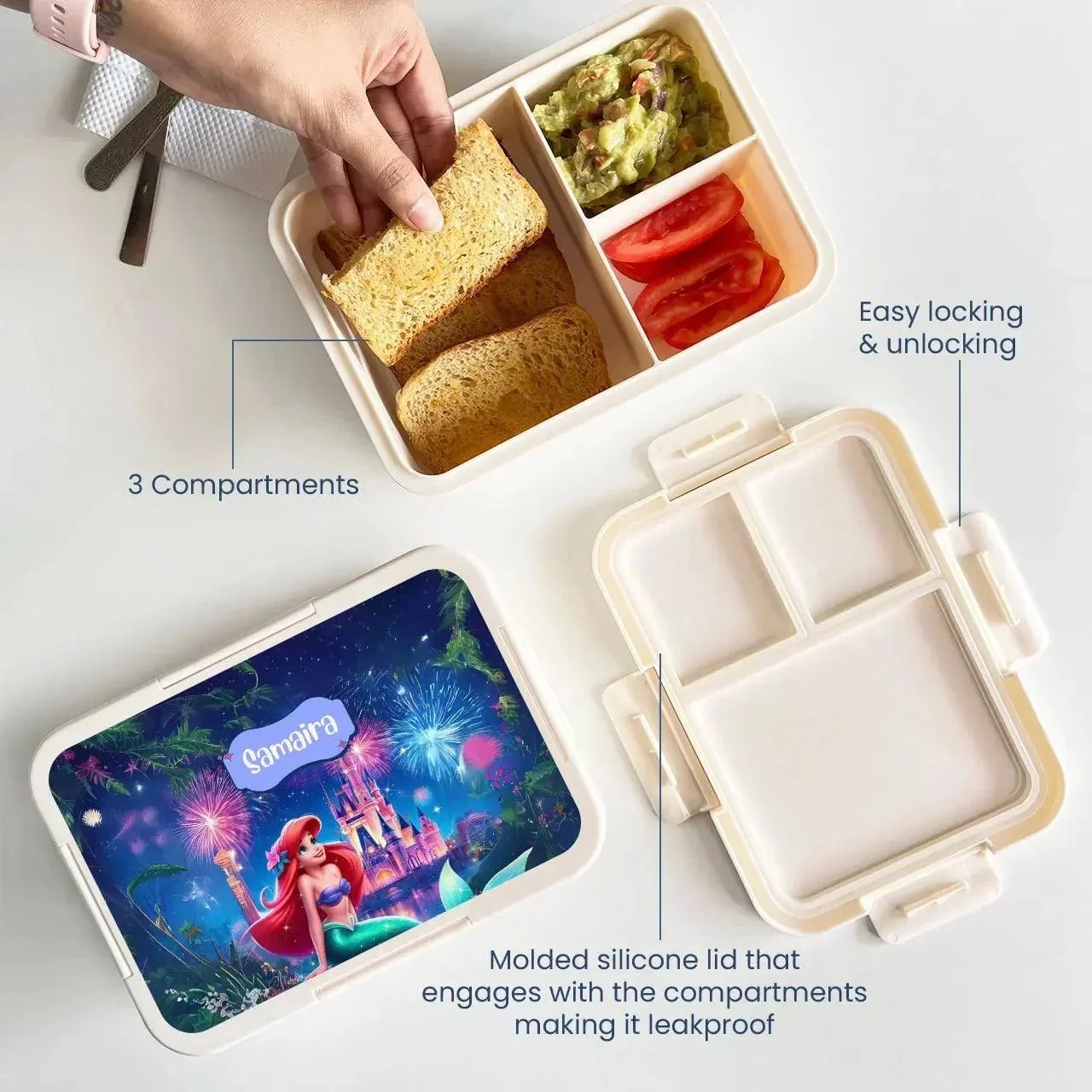 Custom Snack Box & Lunch Box for kids - Princess Ariel design - Image 3