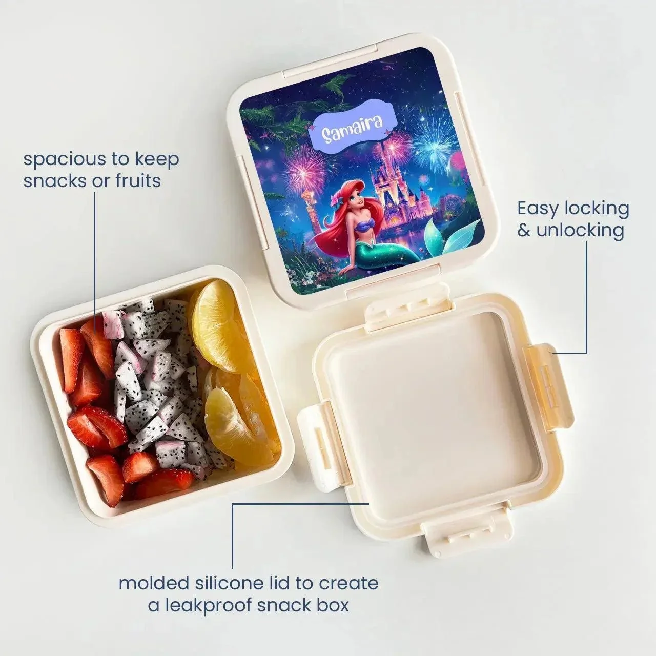 Custom Snack Box & Lunch Box for kids - Princess Ariel design - Image 2